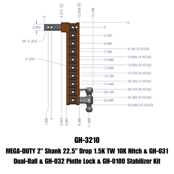 Gen-Y Hitch Mega-Duty Adjustable Drop Hitch (MPN: GH-3210)