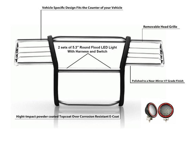 Black Horse Offroad Grille Guard Kit (MPN: 17GT23MSS-PLFR)