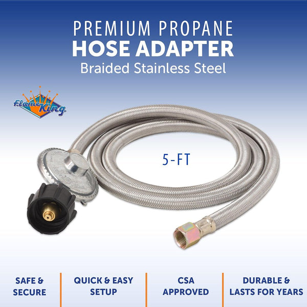 Flame King Propane Hose with Regulator (MPN: SS-QCC-3/8)