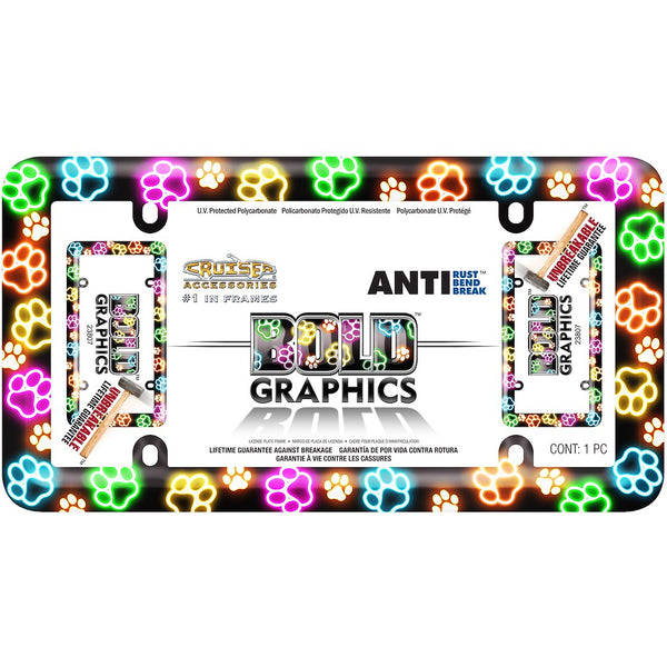 Cruiser License Plate Frame with Paw Prints Design (MPN: 23807)