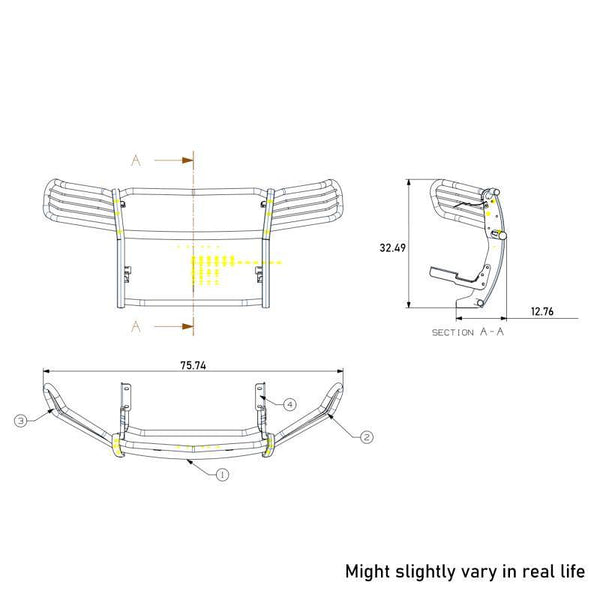 Black Horse Grille Guard Kit (MPN: 17A080202MA-PLR)