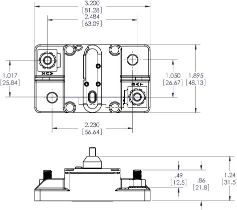 Blue Sea Circuit Breaker 100 Amps 48 Volt DC (MPN: 7187-BSS)