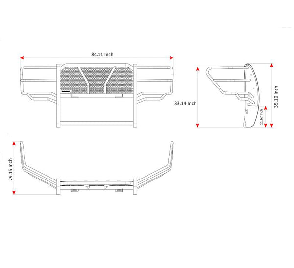 Black Horse Off Road Grille Guard (MPN: RU-FOF211-B)