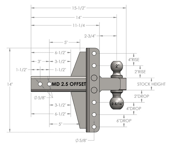 Bulletproof Hitches Medium Duty Hitch (MPN: MD25OFFSET)