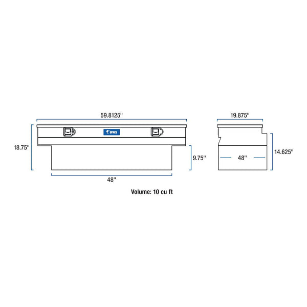 UWS 60-Inch Gloss Black Heavy-Wall Aluminum Truck Storage Box (MPN: EC20342)