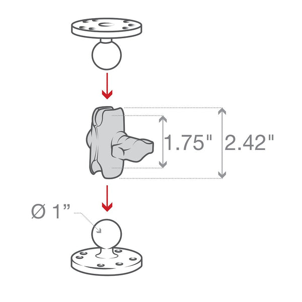 Ram Mounts Short Double Socket Arm (MPN: RAM-B-201U-A)