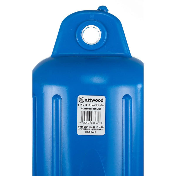 Boat fender softside ribbed cylinder 6 inch diameter x 24 inch length blue (MPN: 9356BD1)