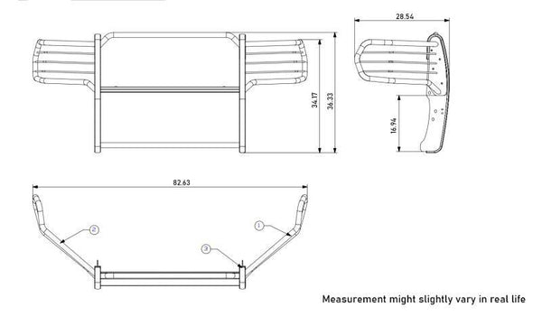 Black Horse Grille Guard Kit (MPN: 17DG113MA-PLB)