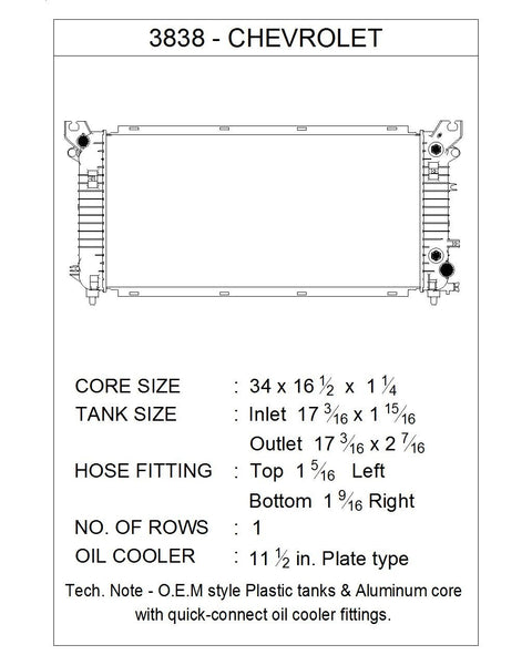 CSF Aluminum Radiator With Transmission Cooler (MPN: 3838)