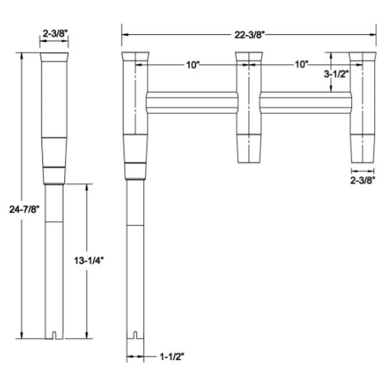 Taco Marine Deluxe Trident Rod Holder (MPN: F31-0781BXY-1)