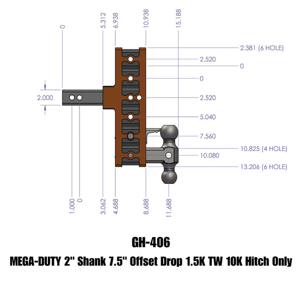 Gen-Y Hitch Mega-Duty Adjustable Drop Hitch (MPN: GH-406)