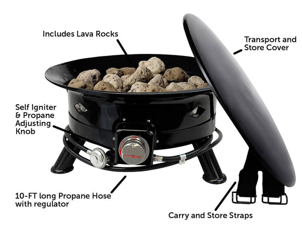 Flame King Portable Propane Fire Pit (MPN: FKG6502D)
