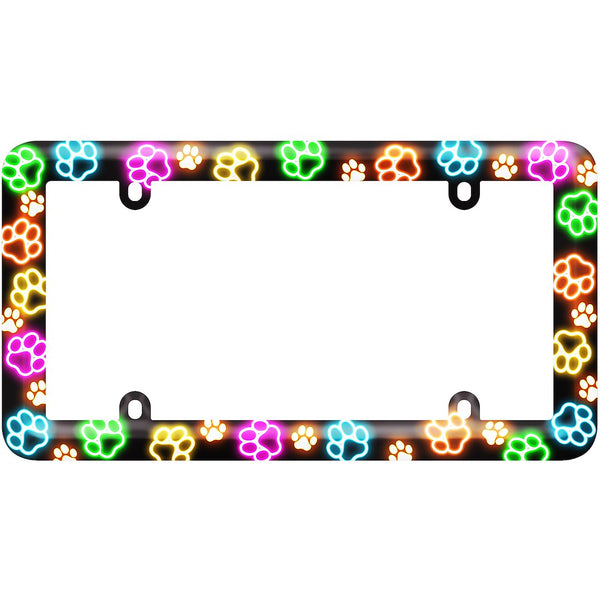 Cruiser License Plate Frame with Paw Prints Design (MPN: 23807)
