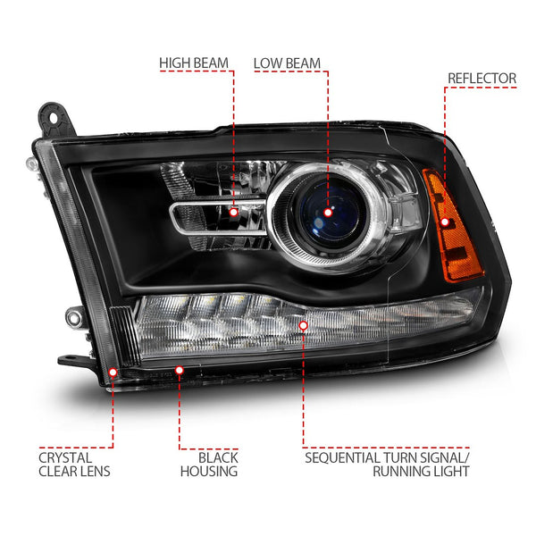 AnzoUSA Headlight Assembly With Projector Beam (MPN: 111609)