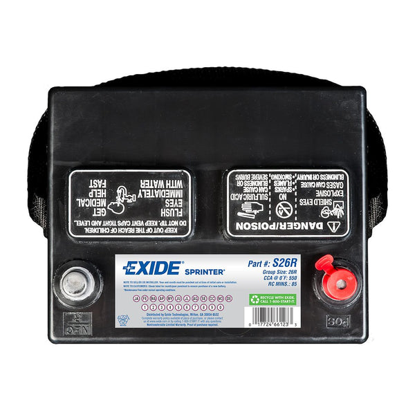Exide Sprinter Classic 26R Battery (MPN: S26R)
