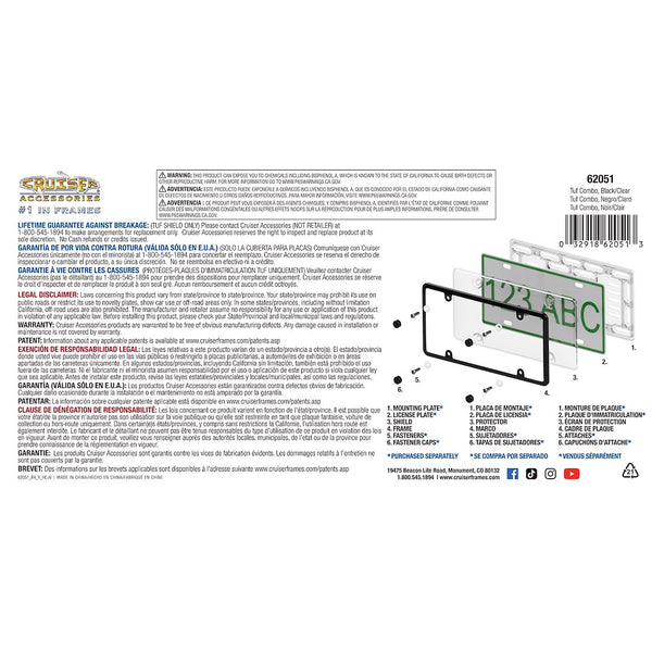 Cruiser License Plate Frame with Tuf Shield (MPN: 62051)