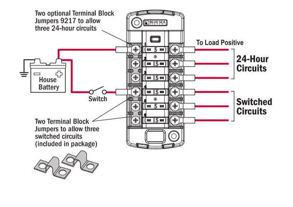 Blue Sea Fuse Block 6 Circuits (MPN: 5037-BSS)