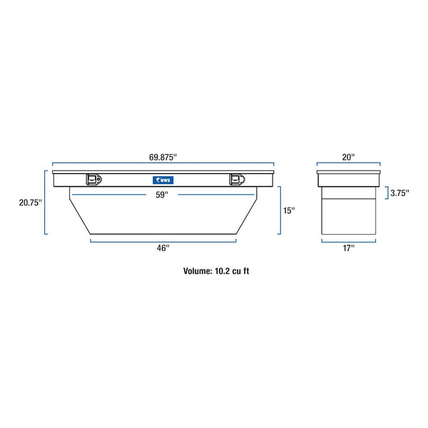UWS Crossover Deep Angled Tool Box (MPN: TBSD-69-A-MB)