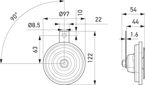 Hella M26 Series High-Tone Disc Horn (MPN: 002952811)