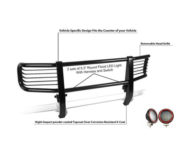 Black Horse Grille Guard Kit (MPN: PGBZA008A-PLFR)