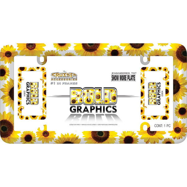 Cruiser License Plate Frame with Sunflowers Design (MPN: 23804)