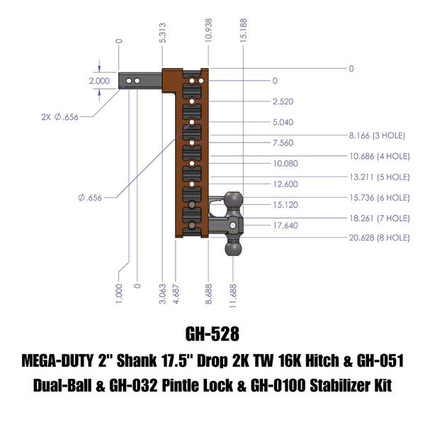 Gen-Y Hitch Mega-Duty Adjustable Drop Hitch (MPN: GH-528)