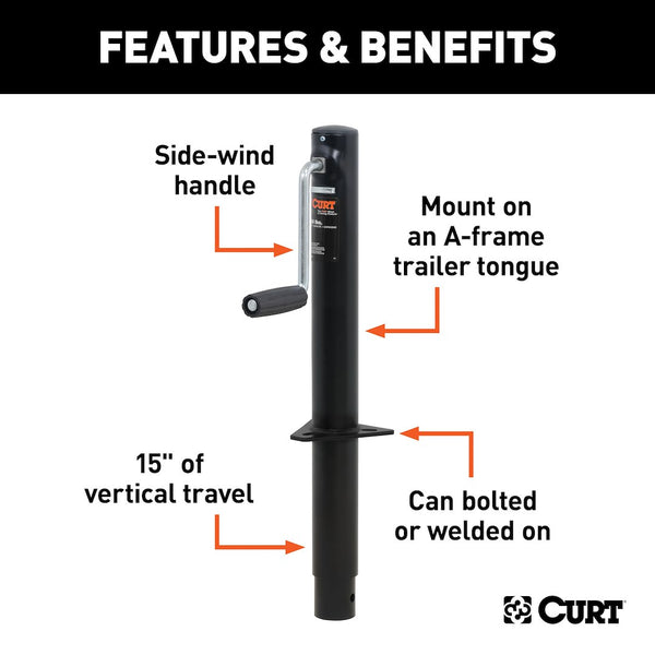 CURT Manual Sidewind Trailer Tongue Jack (MPN: 28204)