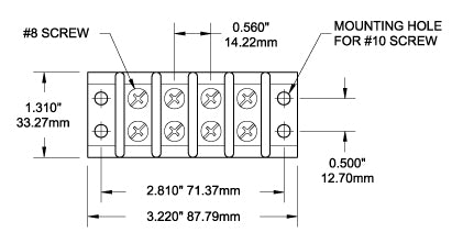 Wire terminal block for marine and specialized vehicle applications (MPN: 2504-BSS)