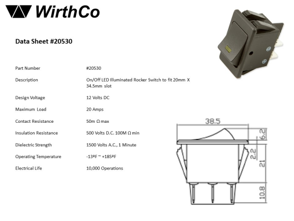 Multi Purpose Switch - 12 Volt Rocker Switch with LED Illumination (MP ...