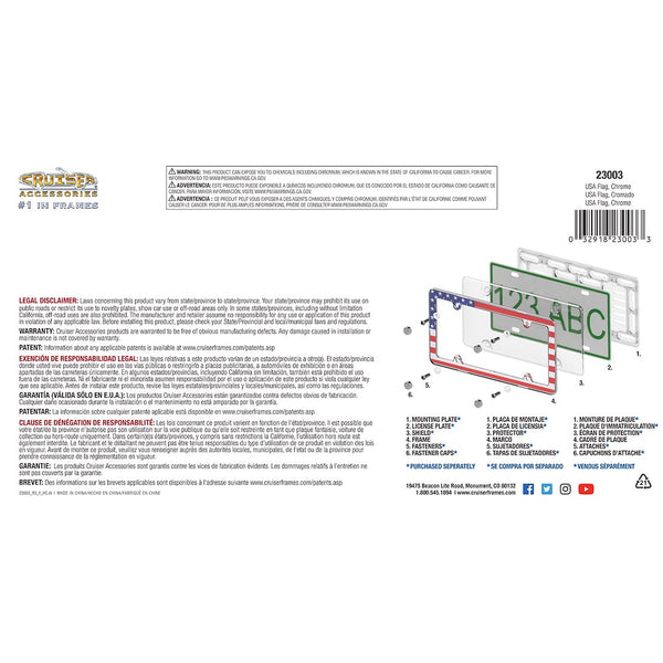 License Plate Frame with American Flag Design (MPN: 23003)