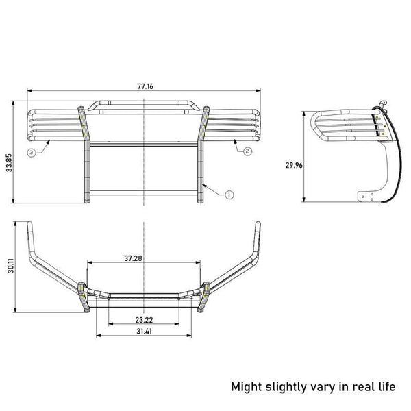 Black Horse Grille Guard Kit (MPN: 17TS27MA-PLFR)