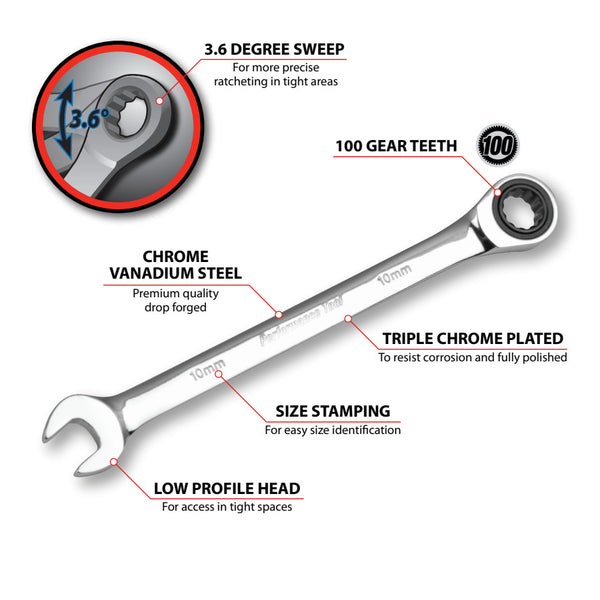 Performance Tool Ratcheting Combination Wrench (MPN: W30350)