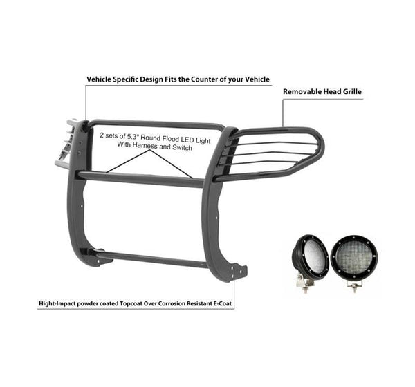 Black Horse Grille Guard Kit (MPN: 17FJ30MA-PLFB)