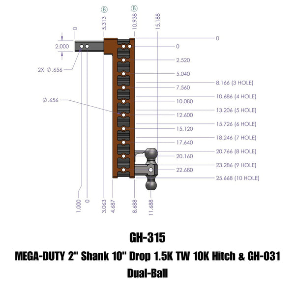 Gen-Y Hitch Mega-Duty Adjustable Drop Hitch (MPN: GH-315)
