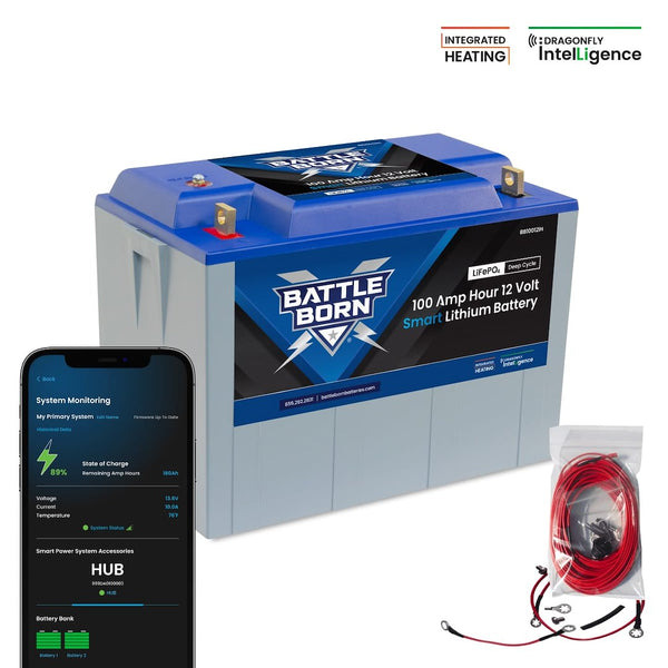 Battle Born 100 Ampere Hour 12 Volt Smart Heated Lithium Deep Cycle Battery (MPN: BB10012IH)