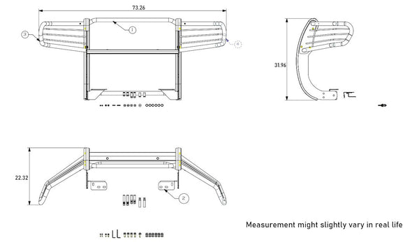 Black Horse Off Road Grille Guard (MPN: 17A152500A1MA)