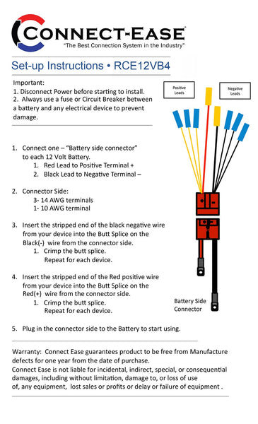 Battery Connection Harness for Trolling Motors and Accessories (MPN: RCE12VB4)
