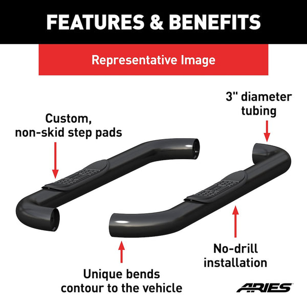 Aries 3 Inch Round Nerf Bar (MPN: 214048)