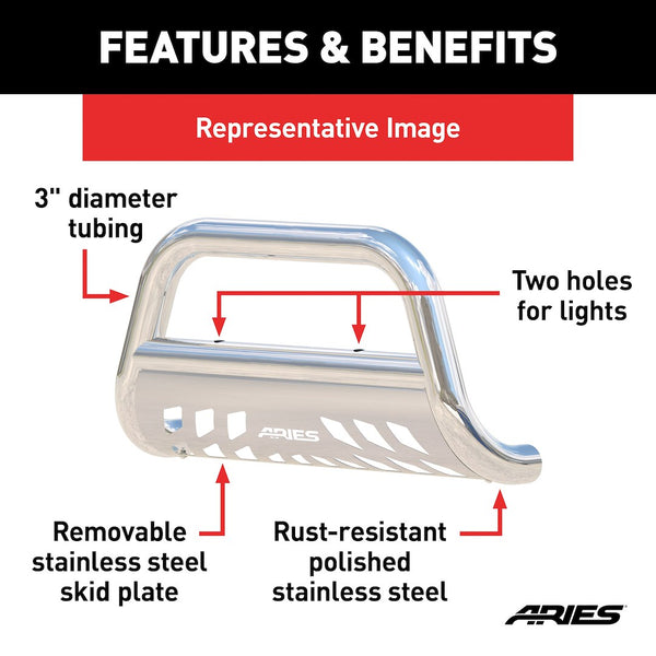 Aries 3 Inch Polished Bull Bar (MPN: 35-4010)