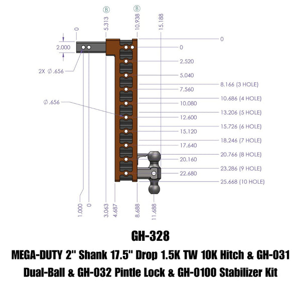 Gen-Y Hitch Mega-Duty Adjustable Drop Hitch (MPN: GH-328)
