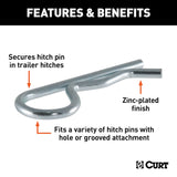 Trailer hitch pin clip for secure towing (MPN: 21600)
