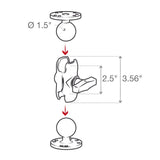 Ram Mounts Short Double Socket Arm (MPN: RAM-201U-B)