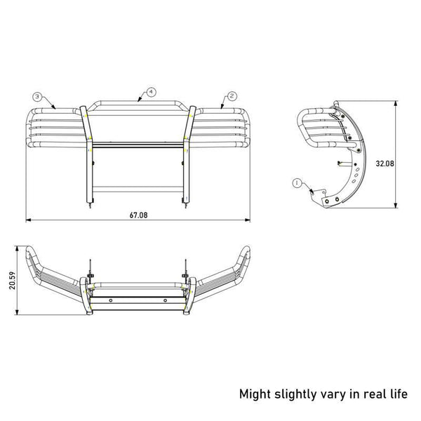 Black Horse Grille Guard Kit (MPN: 17NI26MA-PLFR)