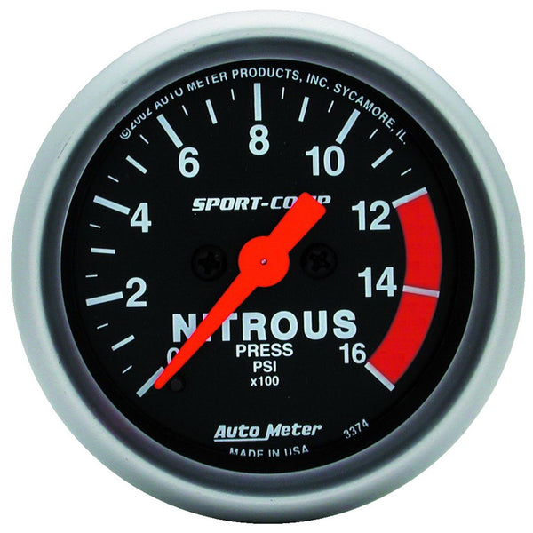 AutoMeter Sport-Comp Nitrous Oxide Pressure Gauge (MPN: 3374)