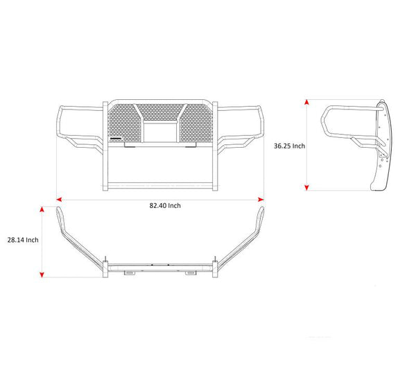 Black Horse Off Road Grille Guard (MPN: RU-DORA20-B)