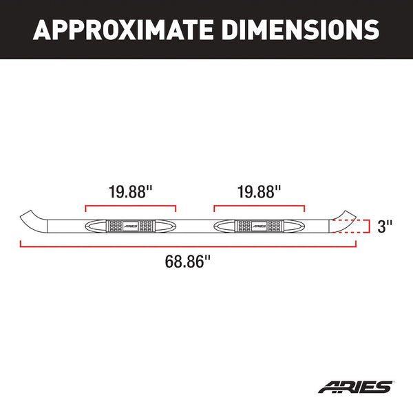 Aries 3 Inch Round Nerf Bar (MPN: 206003)