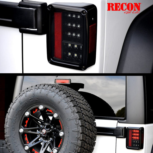 Recon Jeep Wrangler LED Tail Light Assembly (MPN: 264234CL)