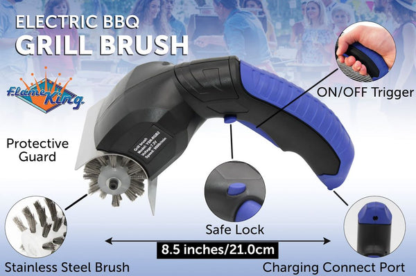 Flame King Cordless Electric BBQ Grill Brush (MPN: YSNRGB2)