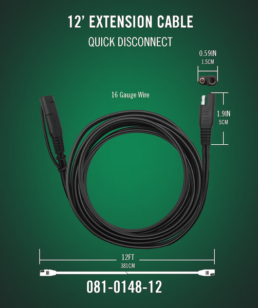 Battery Tender Charger Cable Extension (MPN: 081-0148-12)