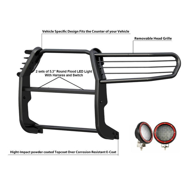 Black Horse Grille Guard Kit (MPN: 17DG109MA-PLFR)